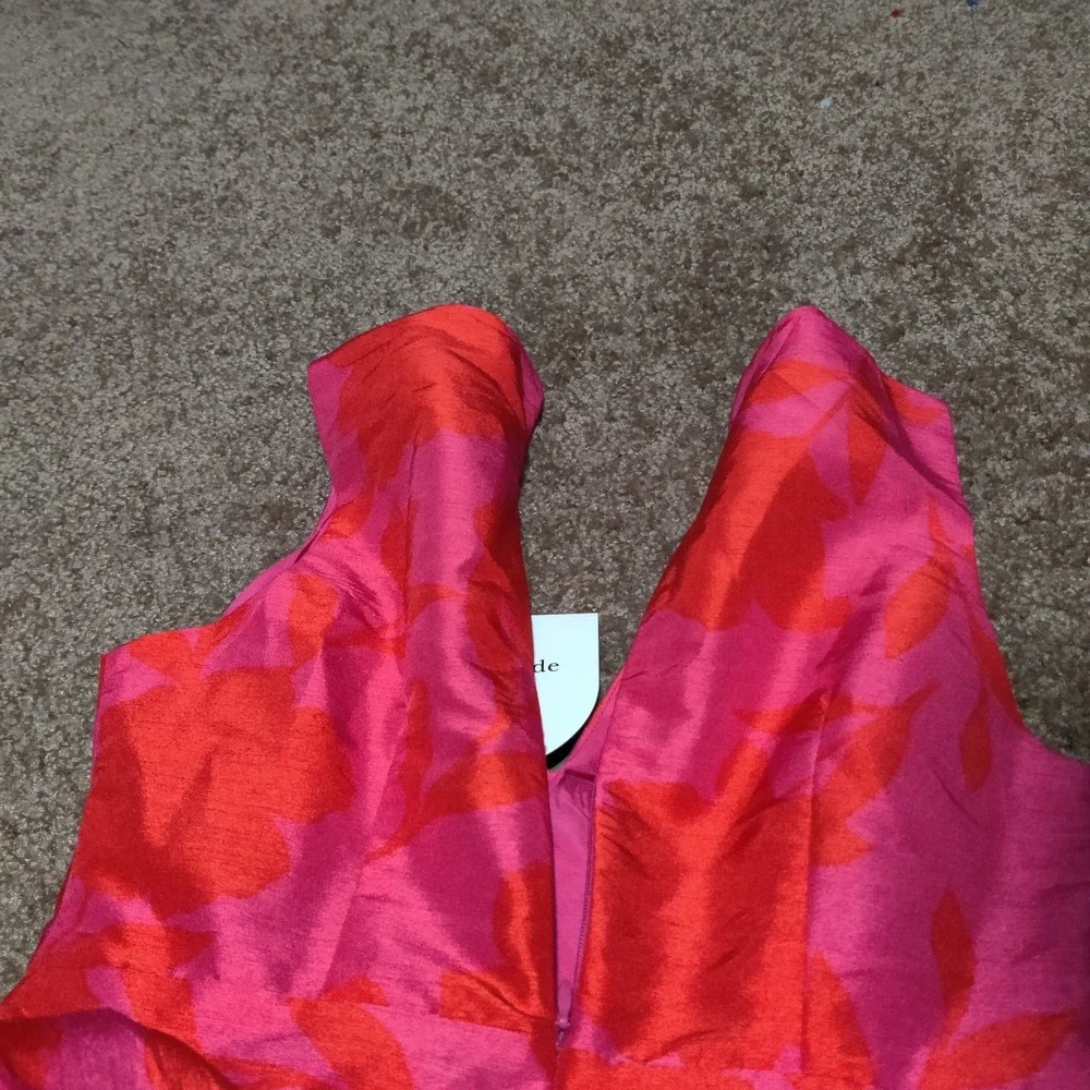 Kate Spade X Target Floral Peplum Sleeveless Midi Dress Size 00 New Pink Orange - Picture 13 of 13
